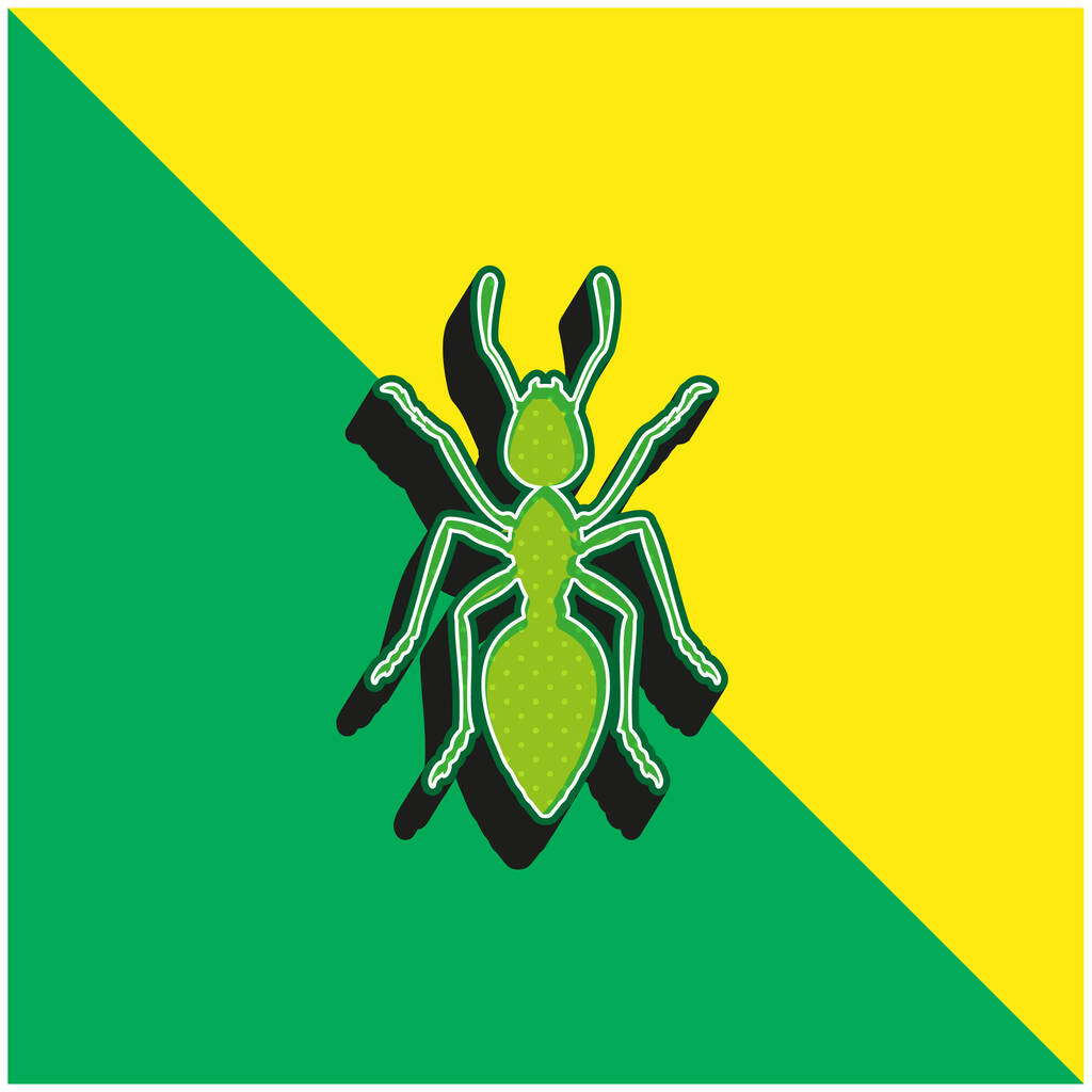 Mrówka Zielony i żółty nowoczesny ikona wektora 3D logo - Wektor, obraz