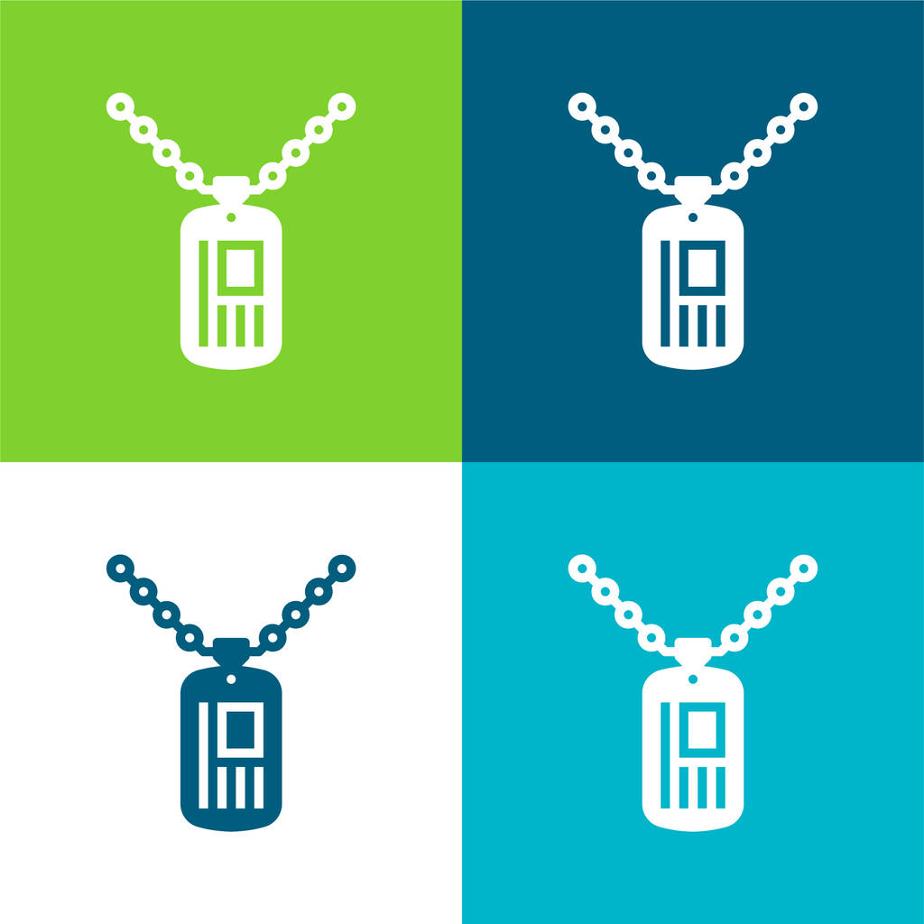 Exército Dog Tag Plano quatro cores conjunto de ícones mínimos - Vetor, Imagem