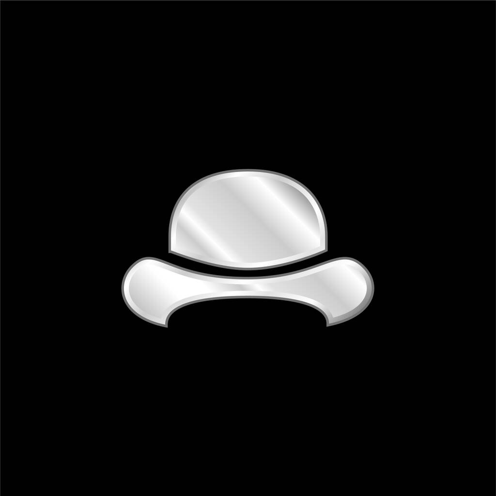 Bowler Hat silver plated metallic icon - Vector, Image