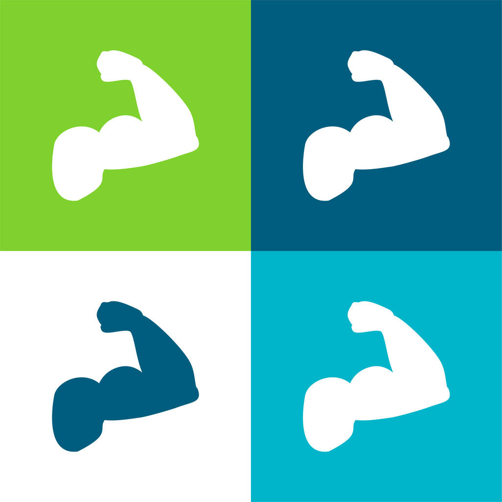 Biceps Of A Man Flat négy szín minimális ikon készlet - Vektor, kép