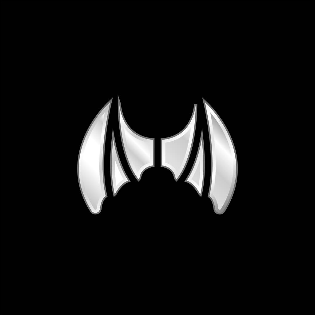 Bat Wings silver plated metallic icon - Vector, Image