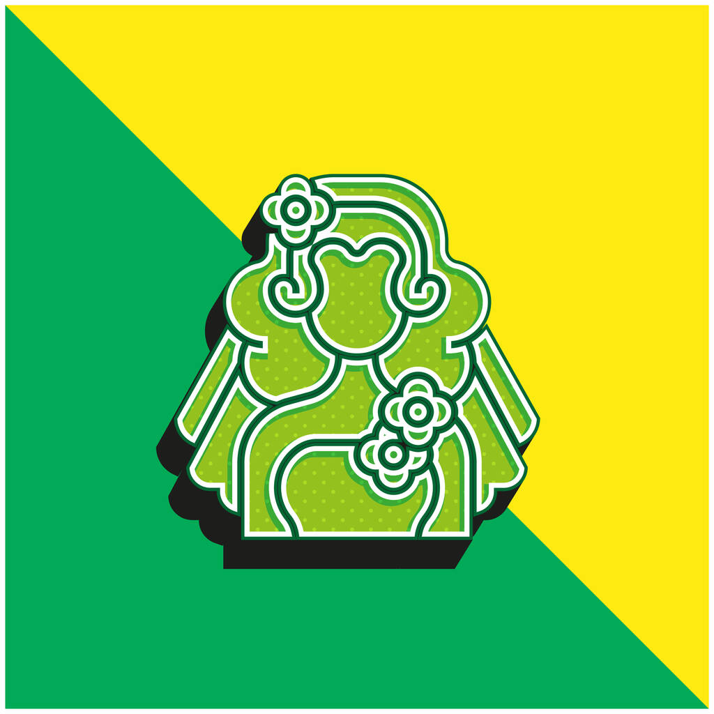 Gelin Yeşil ve Sarı Modern 3d vektör simgesi logosu - Vektör, Görsel