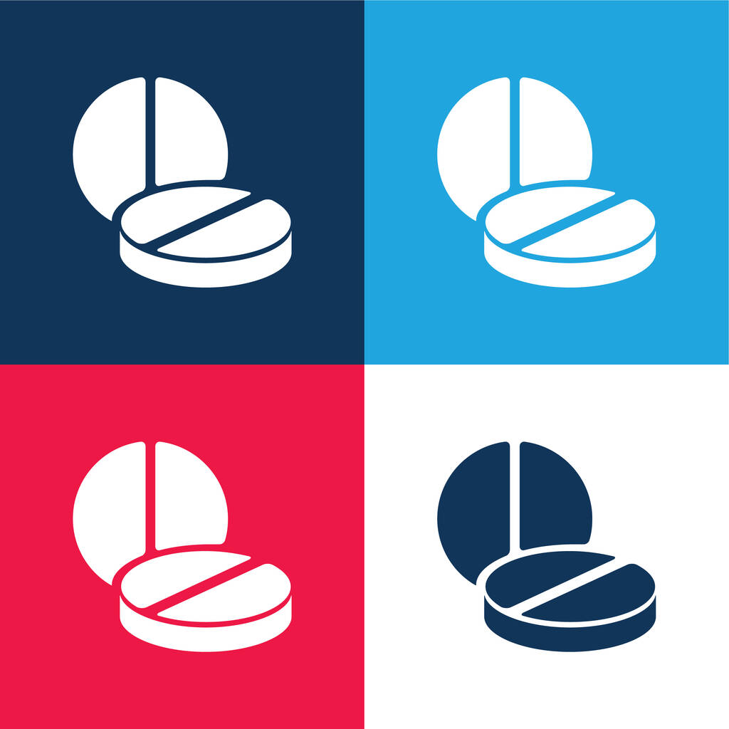 2 Tabletták kék és piros négy szín minimális ikon készlet - Vektor, kép