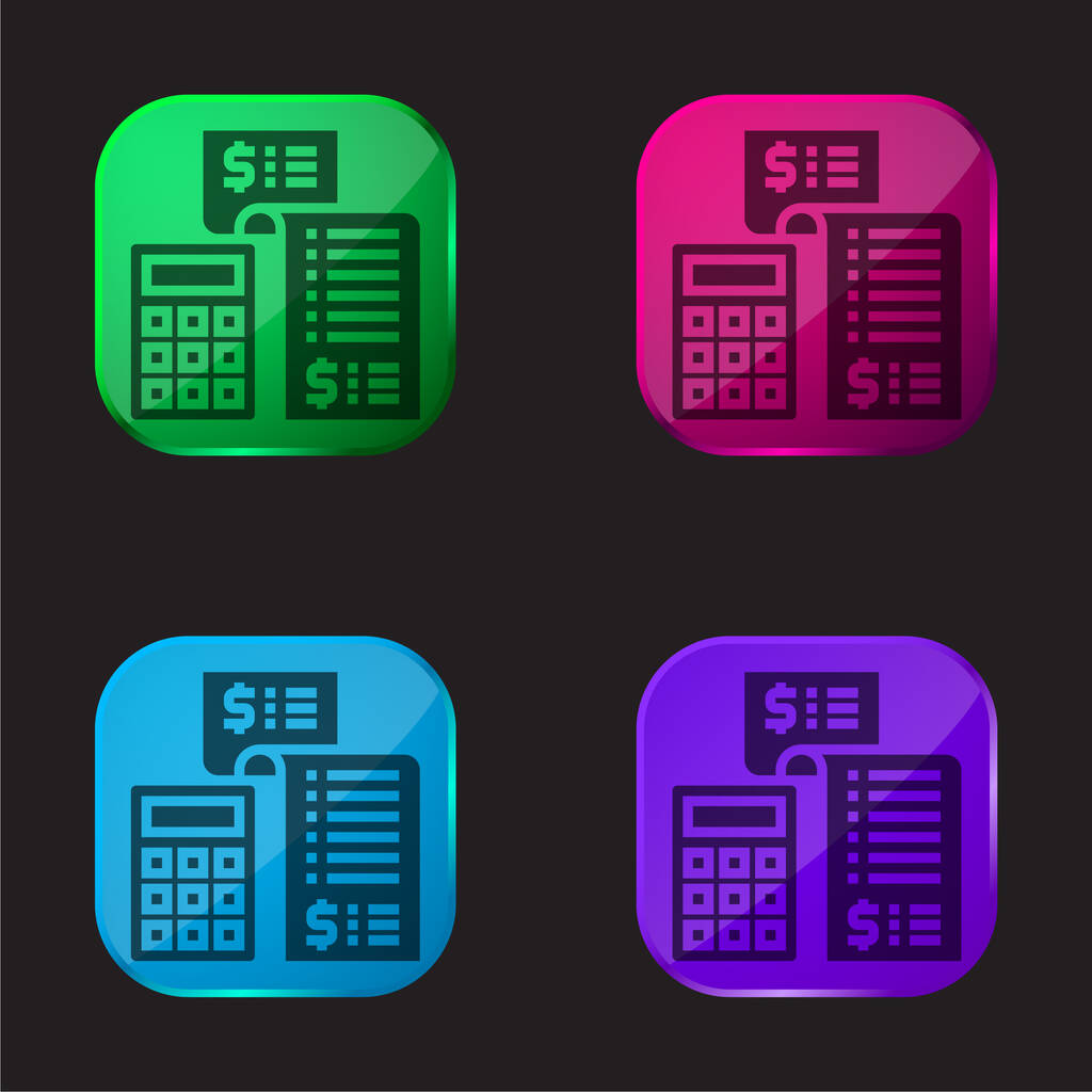 Účetnictví čtyři barvy skla ikona tlačítko - Vektor, obrázek