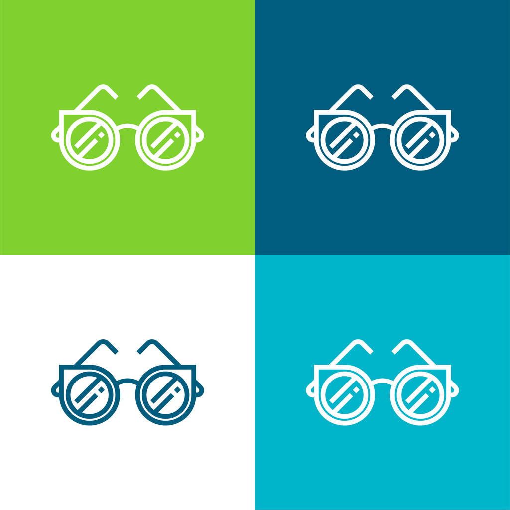 Accesorio Plano de cuatro colores mínimo icono conjunto - Vector, Imagen