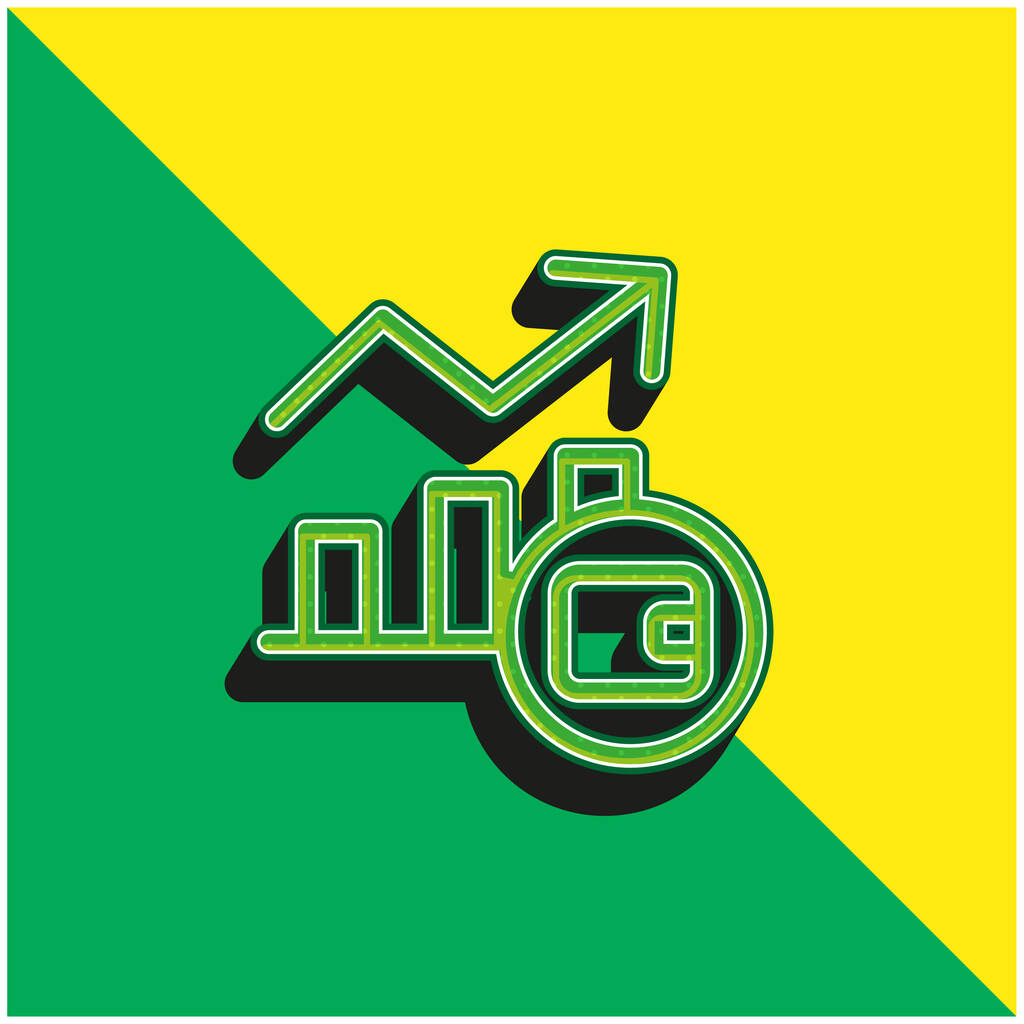 Analytics Πράσινο και κίτρινο σύγχρονο 3d διάνυσμα εικονίδιο λογότυπο - Διάνυσμα, εικόνα