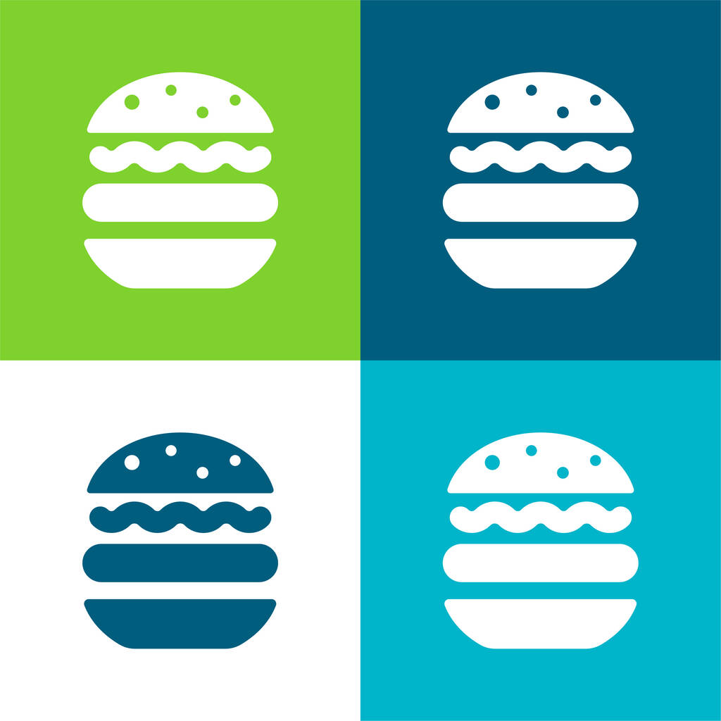 Big Hamburger Flat four color minimal icon set - Vector, Image