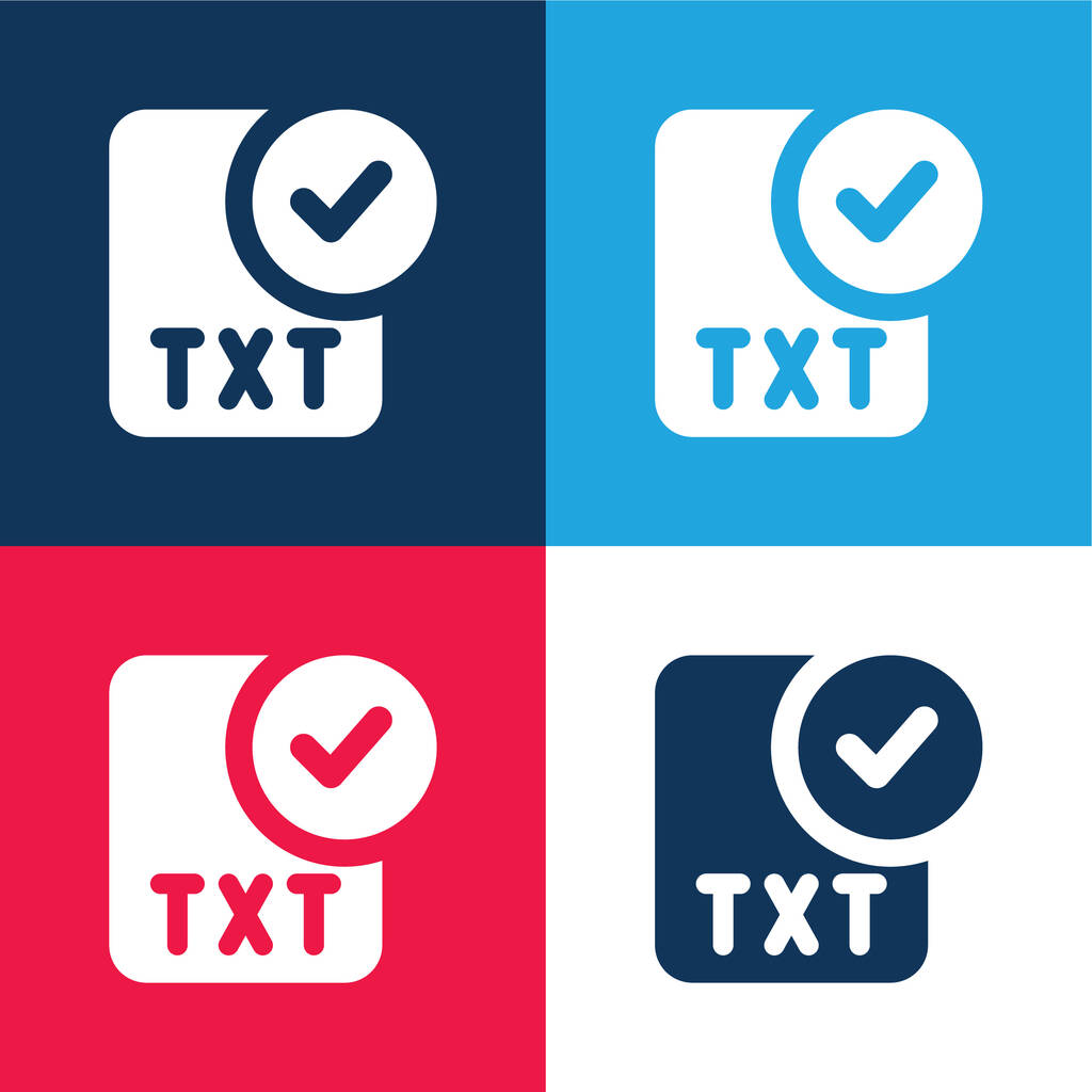 Aprobar conjunto de iconos mínimo de cuatro colores azul y rojo - Vector, imagen
