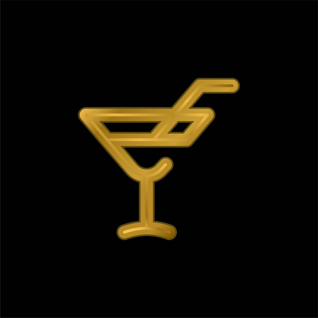 Alcoholic Drink gold plated metalic icon or logo vector - Vector, Image