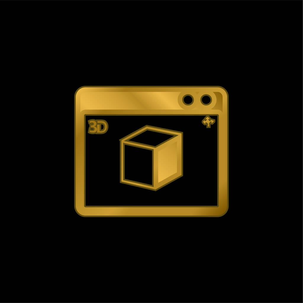 3D-Drucker Rechteckiges Fenster Symbol vergoldet metallisches Symbol oder Logo-Vektor - Vektor, Bild