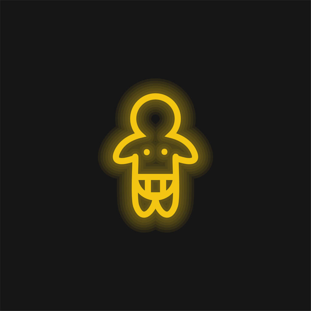 おむつのみの赤ちゃん概要黄色の輝くネオンアイコン - ベクター画像