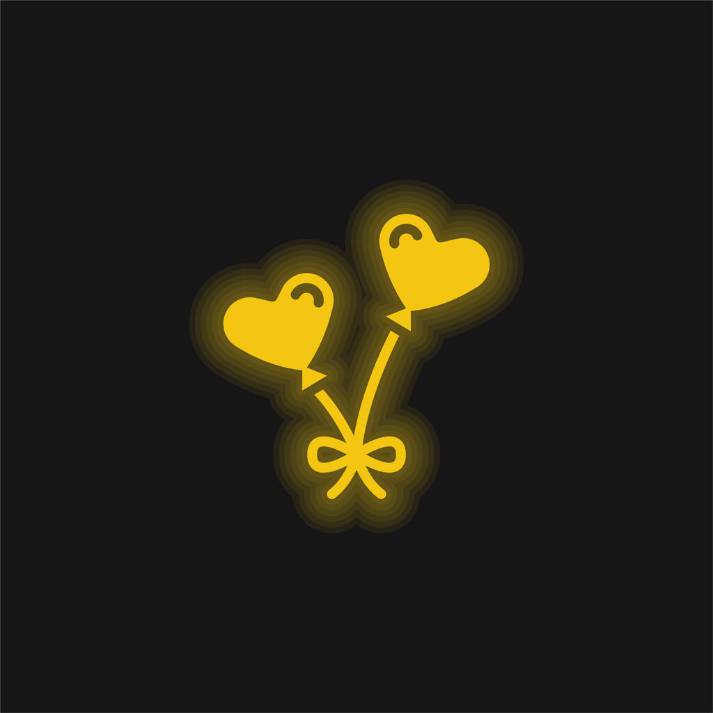 Luftballons gelb leuchtendes Neon-Symbol - Vektor, Bild