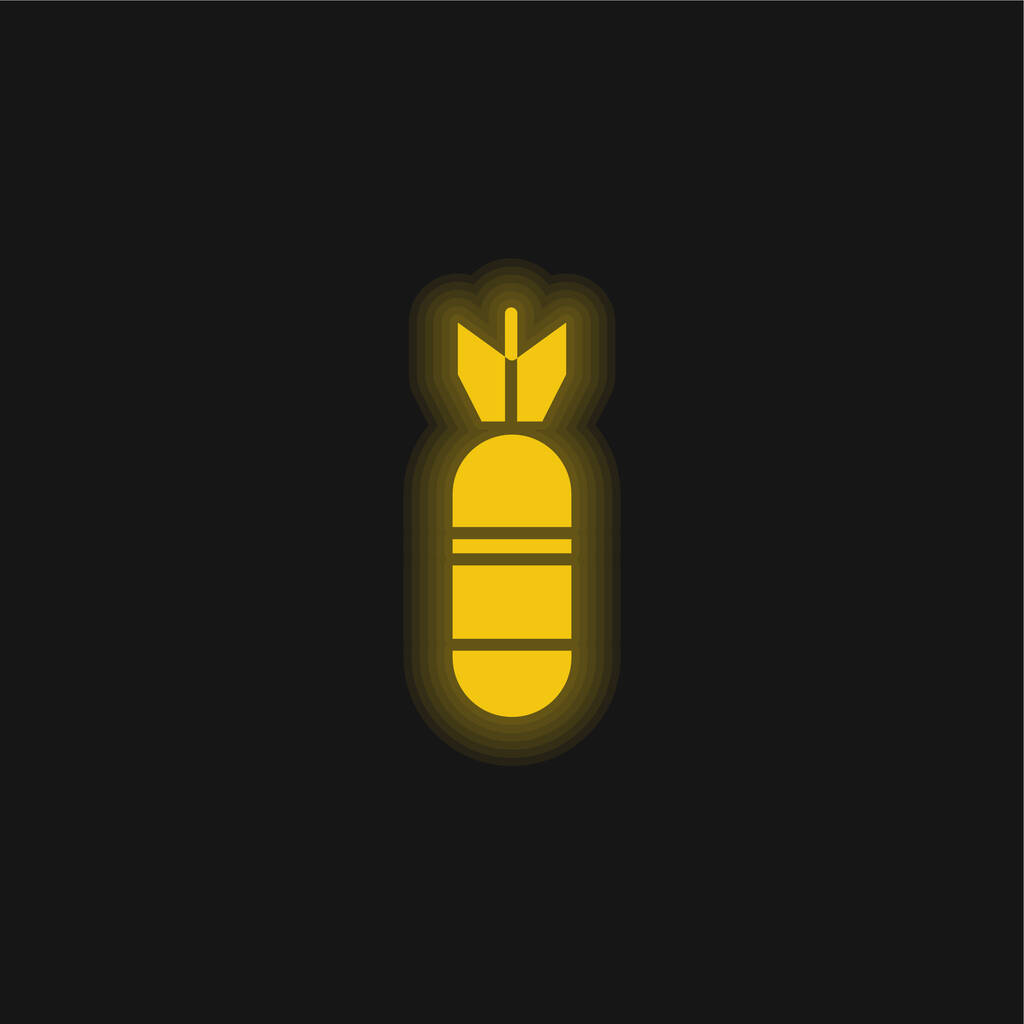 Бомба жовта сяюча неонова іконка
 - Вектор, зображення