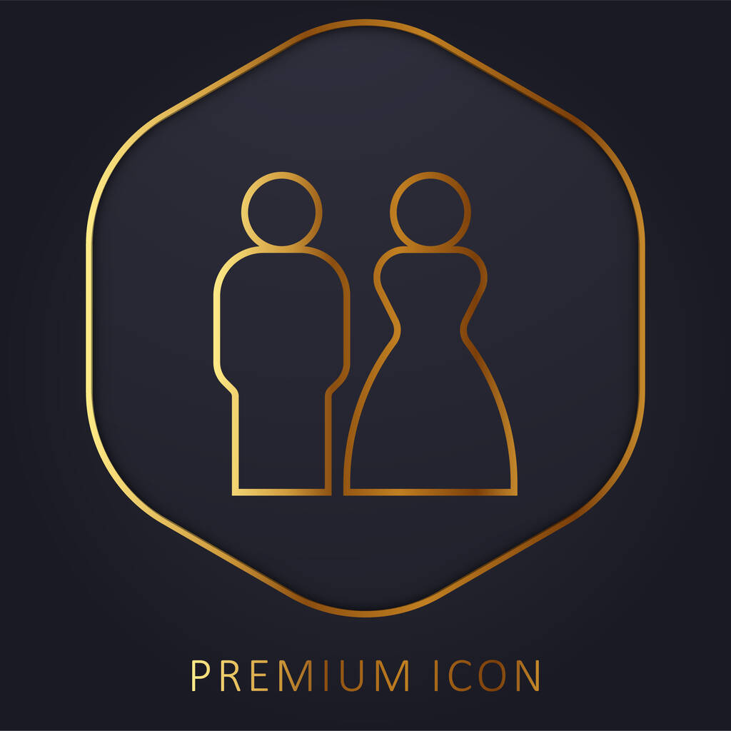 Νύφη και γαμπρός χρυσή γραμμή πριμοδότηση λογότυπο ή εικονίδιο - Διάνυσμα, εικόνα