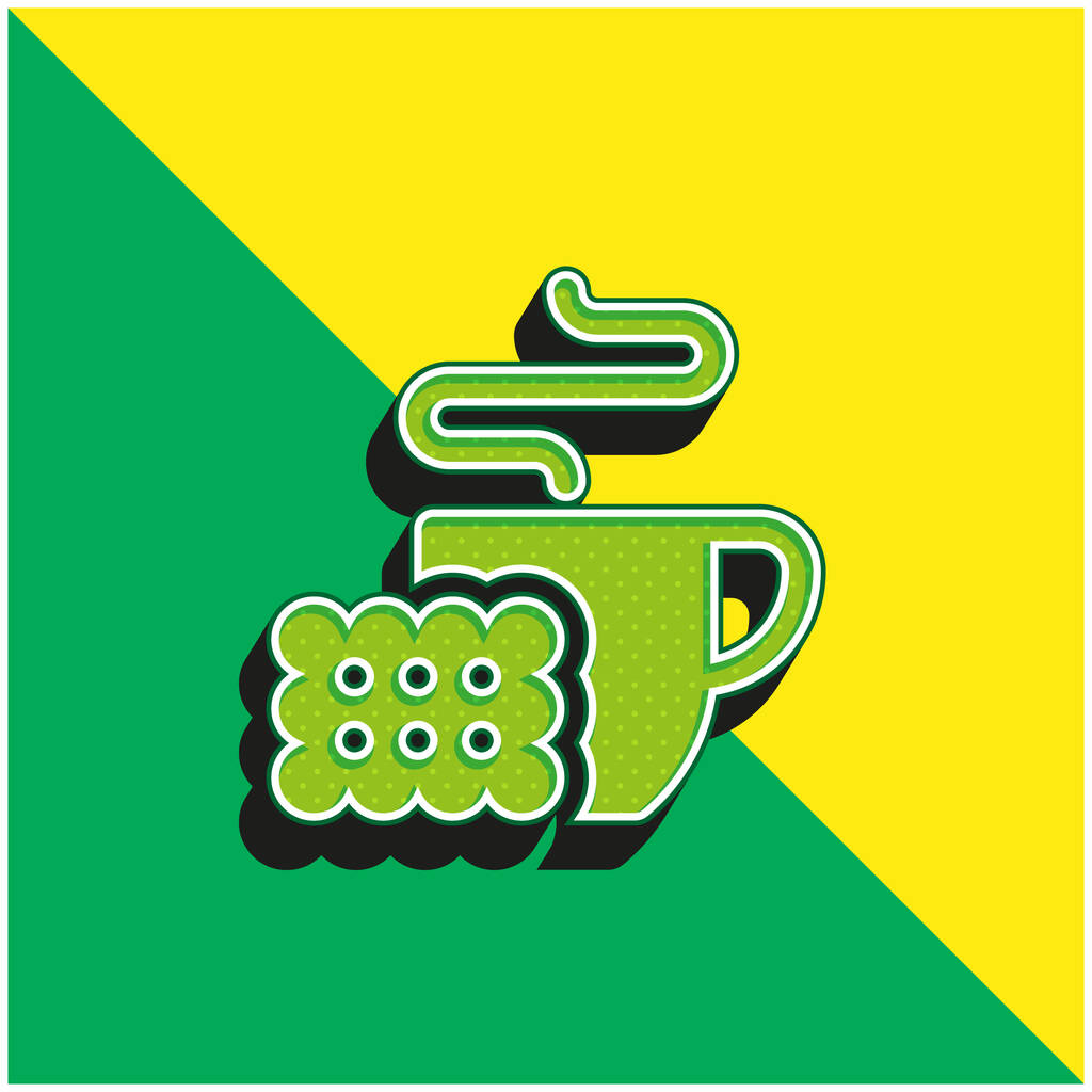 Сніданок Зелений і жовтий сучасний 3d Векторний логотип
 - Вектор, зображення