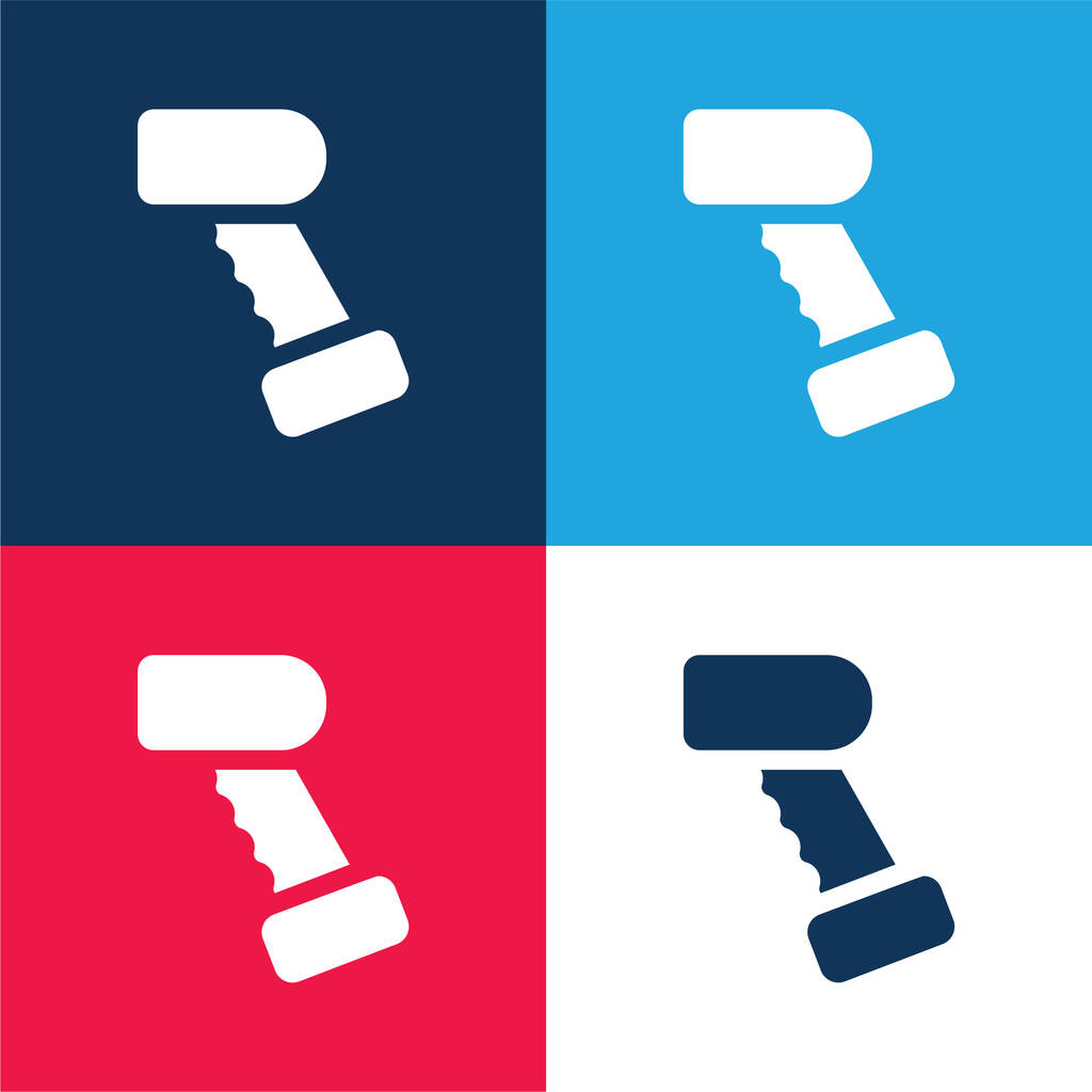 Código de barras azul y rojo conjunto de iconos mínimo de cuatro colores - Vector, imagen