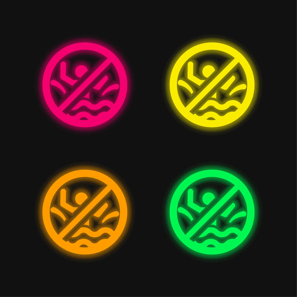Bombing four color glowing neon vector icon - Vector, Image