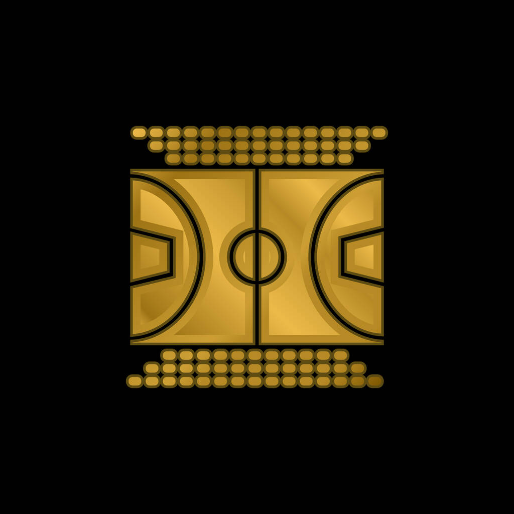 Basketball Court plaqué or icône métallique ou logo vecteur - Vecteur, image