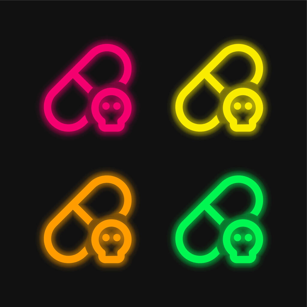 Alergiczny cztery kolory świecące neon wektor ikona - Wektor, obraz