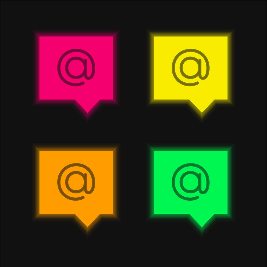 Addres Message négy szín izzó neon vektor ikon - Vektor, kép