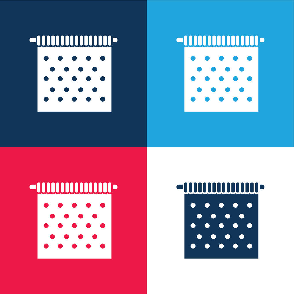 Koupelna Závěsné ručník modré a červené čtyři barvy minimální ikona sada - Vektor, obrázek