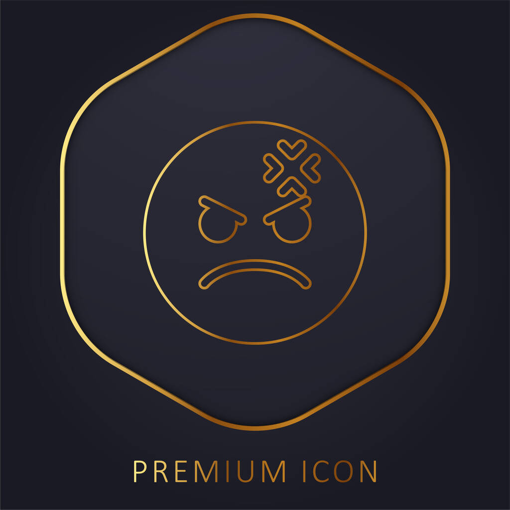 Logo o icono premium de línea dorada enojada - Vector, Imagen