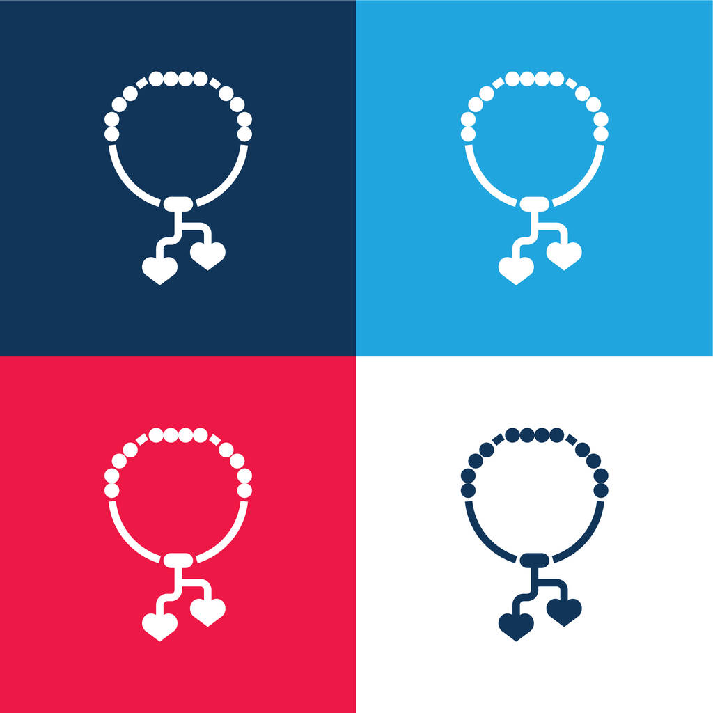 Pulseira azul e vermelho conjunto de ícones mínimos de quatro cores - Vetor, Imagem