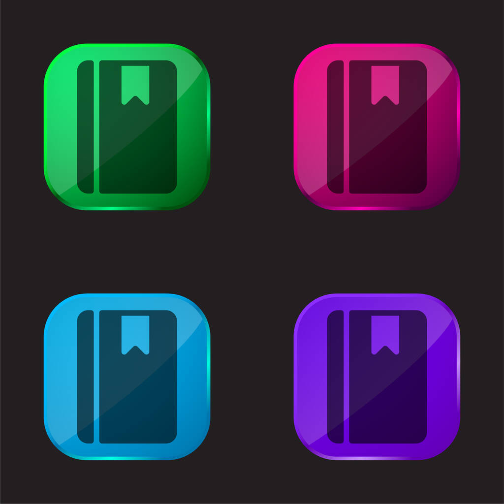 Agenda cztery kolor szklany przycisk ikona - Wektor, obraz