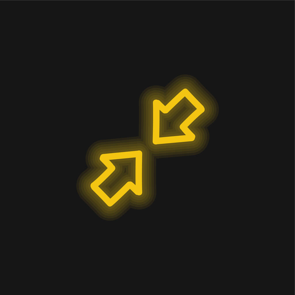 Flechas Dibujado a mano Interfaz Símbolo contornos amarillo brillante icono de neón - Vector, imagen