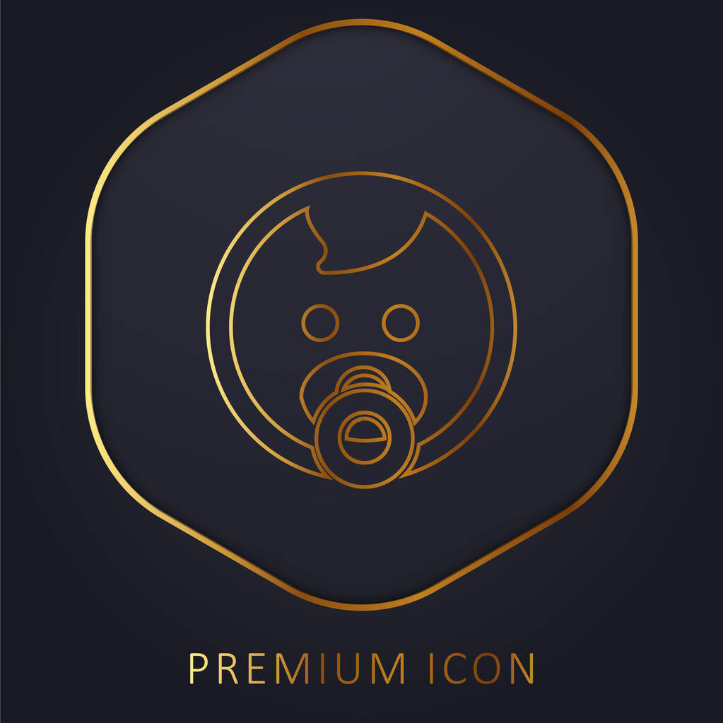 Baby Face golden line premium logo or icon - Vector, Image