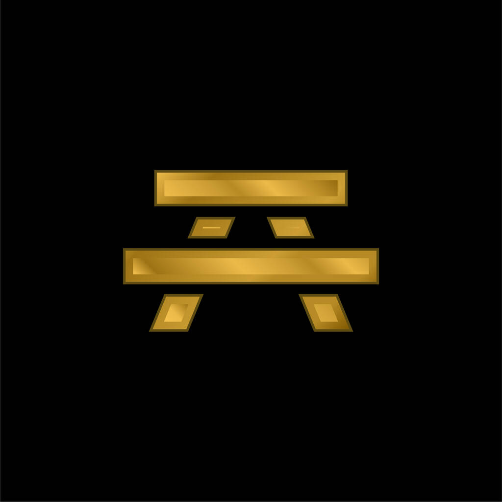 Ławka złocona metaliczna ikona lub wektor logo - Wektor, obraz