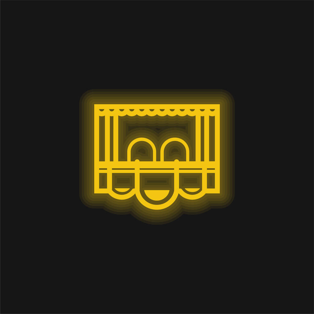 Box Seat yellow glowing neon icon - Vector, Image