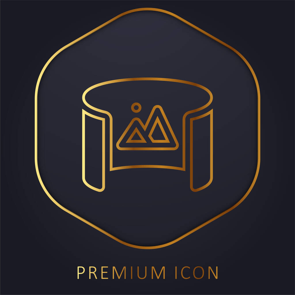 360 Ver logotipo premium linha dourada ou ícone - Vetor, Imagem