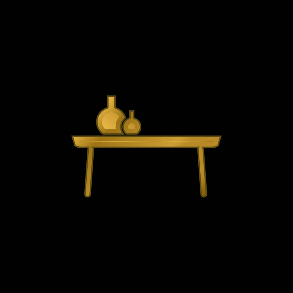 Bedside Table gold plated metalic icon or logo vector - Vector, Image