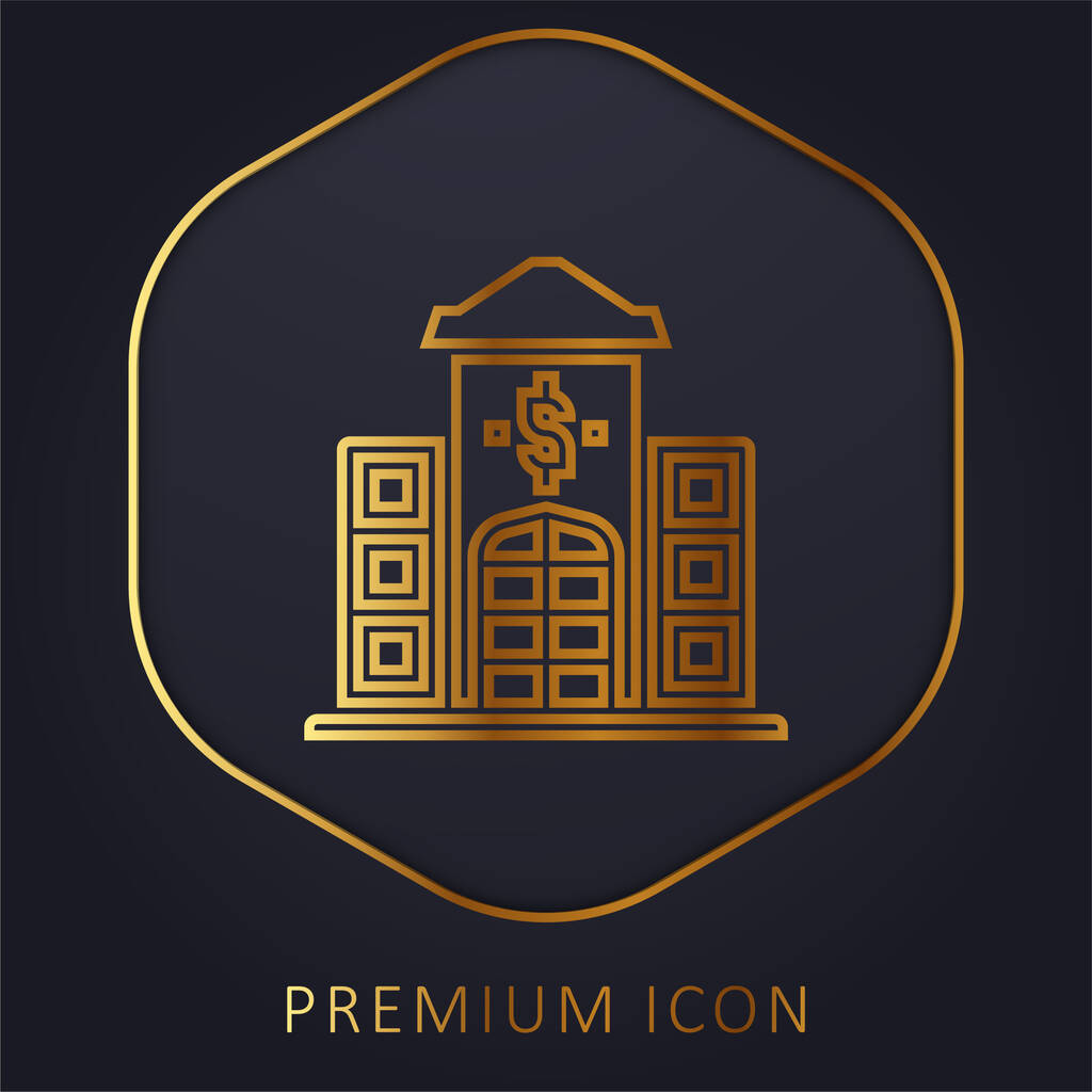 Banca linea dorata logo premium o icona - Vettoriali, immagini