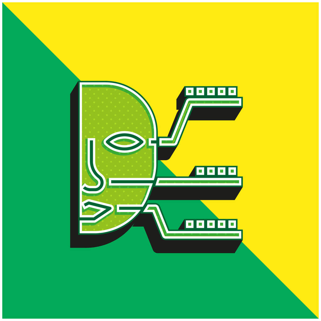 Identyfikacja biometryczna Zielone i żółte nowoczesne logo ikony wektora 3D - Wektor, obraz