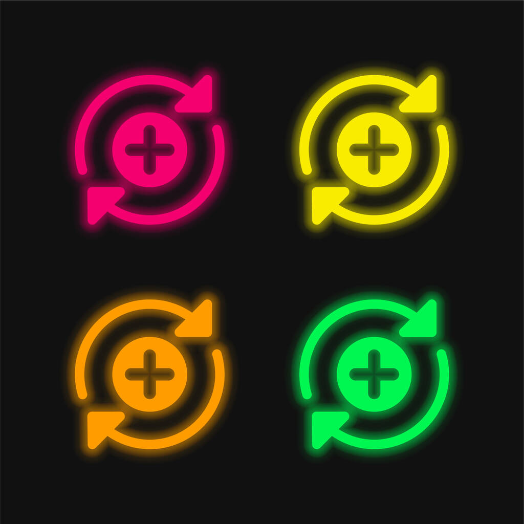 Adj hozzá négy színes izzó neon vektor ikon - Vektor, kép