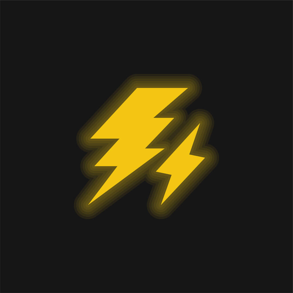 Bolt κίτρινο λαμπερό νέον εικονίδιο - Διάνυσμα, εικόνα