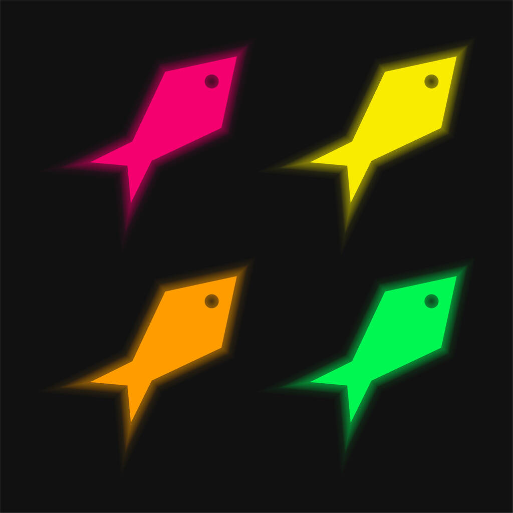Γωνιακό ψάρι τεσσάρων χρωμάτων λαμπερό νέον διάνυσμα εικονίδιο - Διάνυσμα, εικόνα