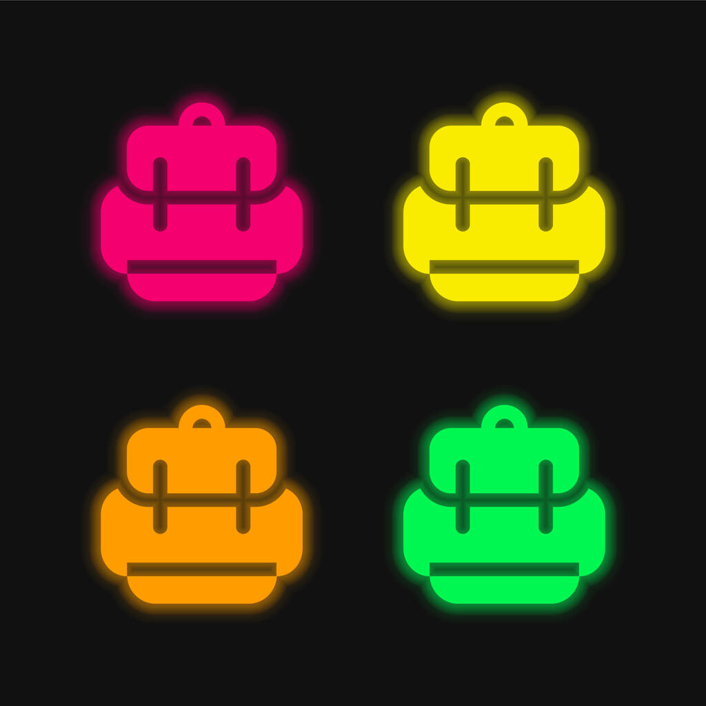 Plecak cztery kolory świecące neon wektor ikona - Wektor, obraz