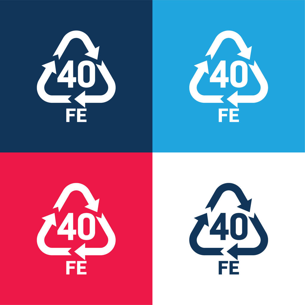 40 FE blaues und rotes Vier-Farben-Minimalsymbolset - Vektor, Bild