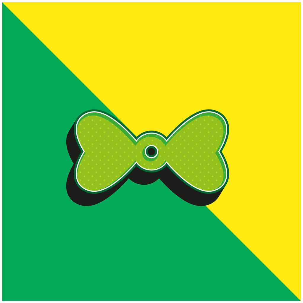 Bow Tie With Hearts Zelené a žluté moderní 3D vektorové logo - Vektor, obrázek