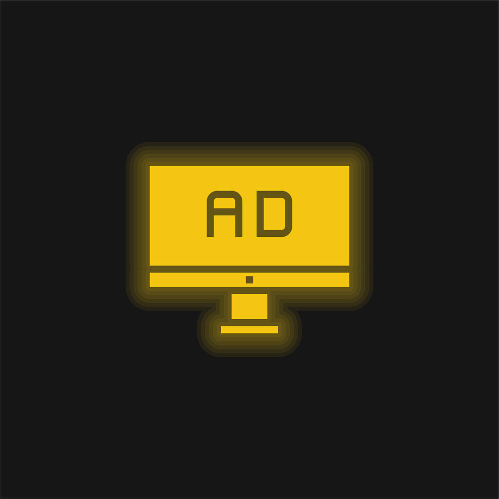 Mainonta keltainen hehkuva neon kuvake - Vektori, kuva