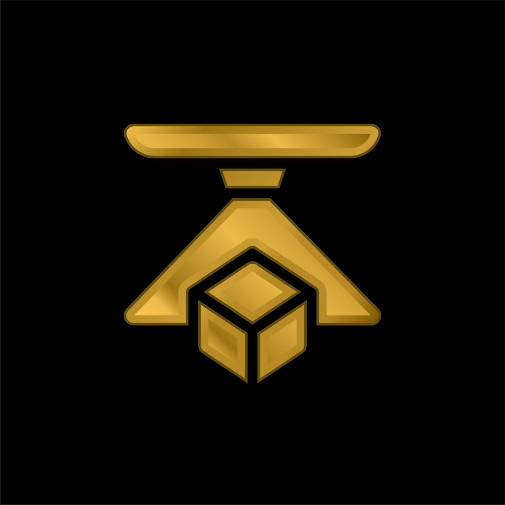 3d gold plated metalic icon or logo vector - Vector, Image