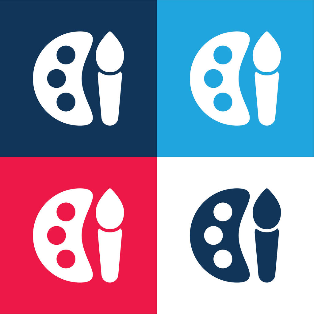 Arte azul y rojo conjunto de iconos mínimo de cuatro colores - Vector, Imagen