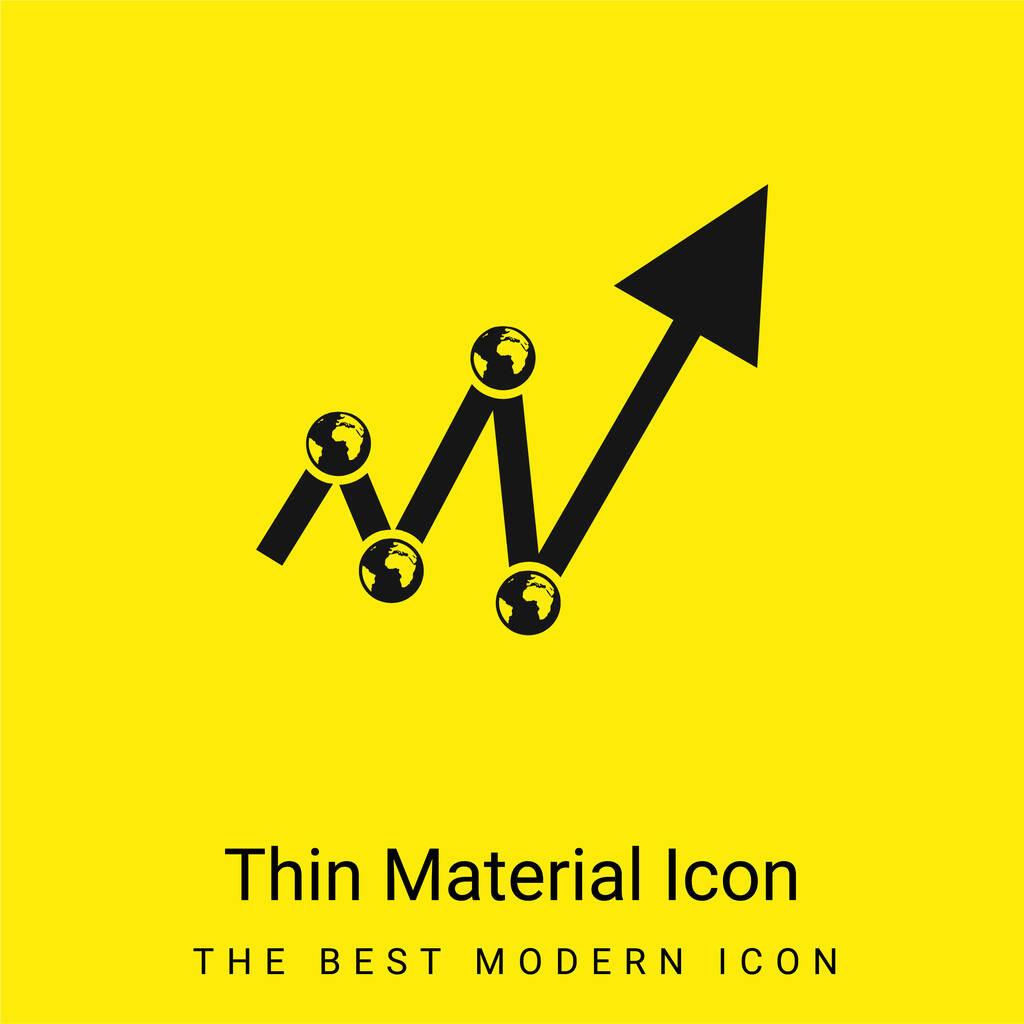 Seta composta de conectores e linhas mínimo ícone de material amarelo brilhante - Vetor, Imagem