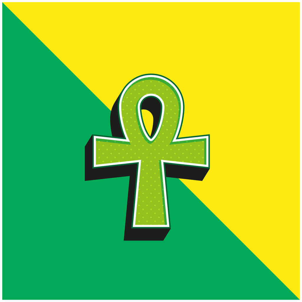 Ankh Green and yellow modern 3d vector icon logo - Vector, Image