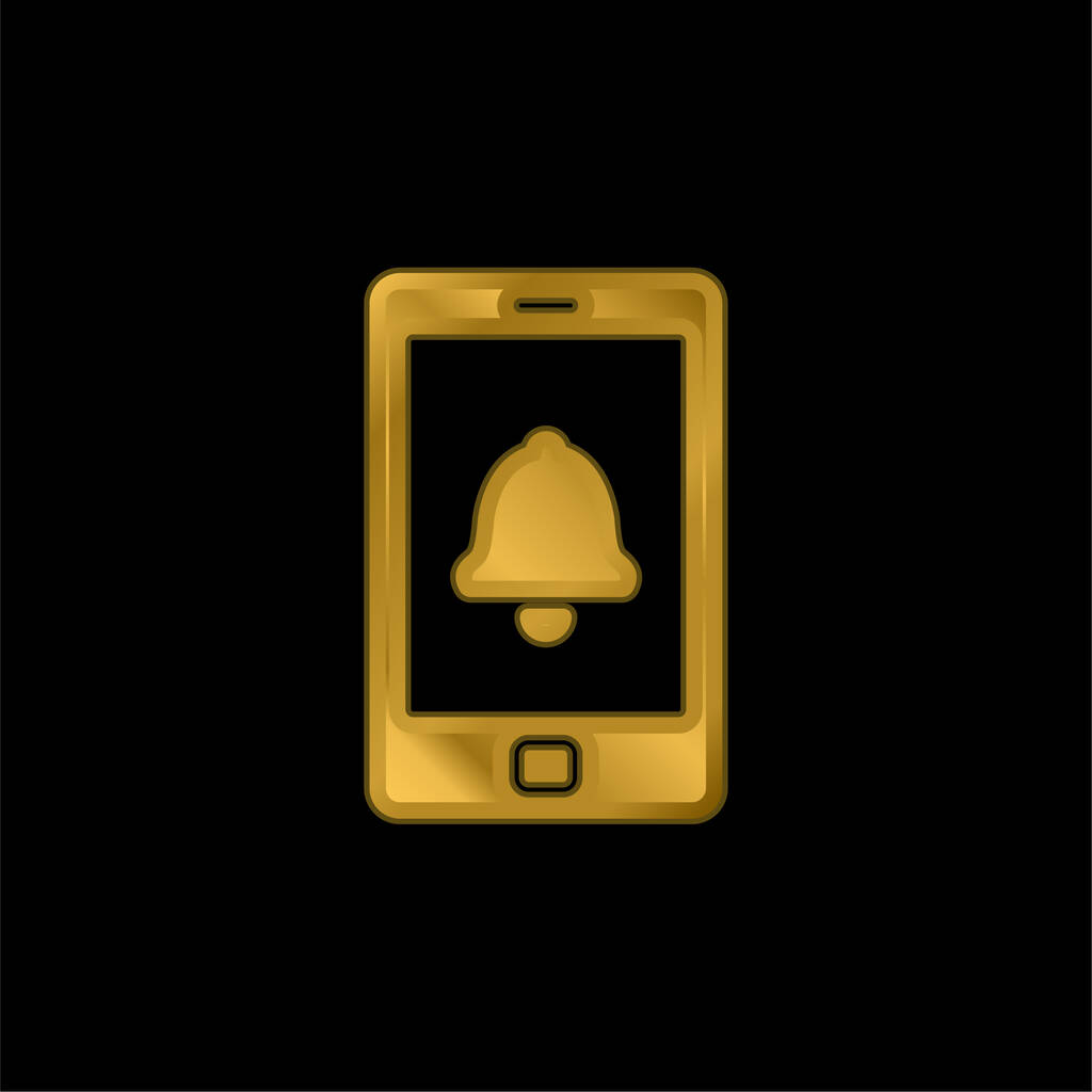 Telefono di allarme oro placcato icona metallica o logo vettoriale - Vettoriali, immagini