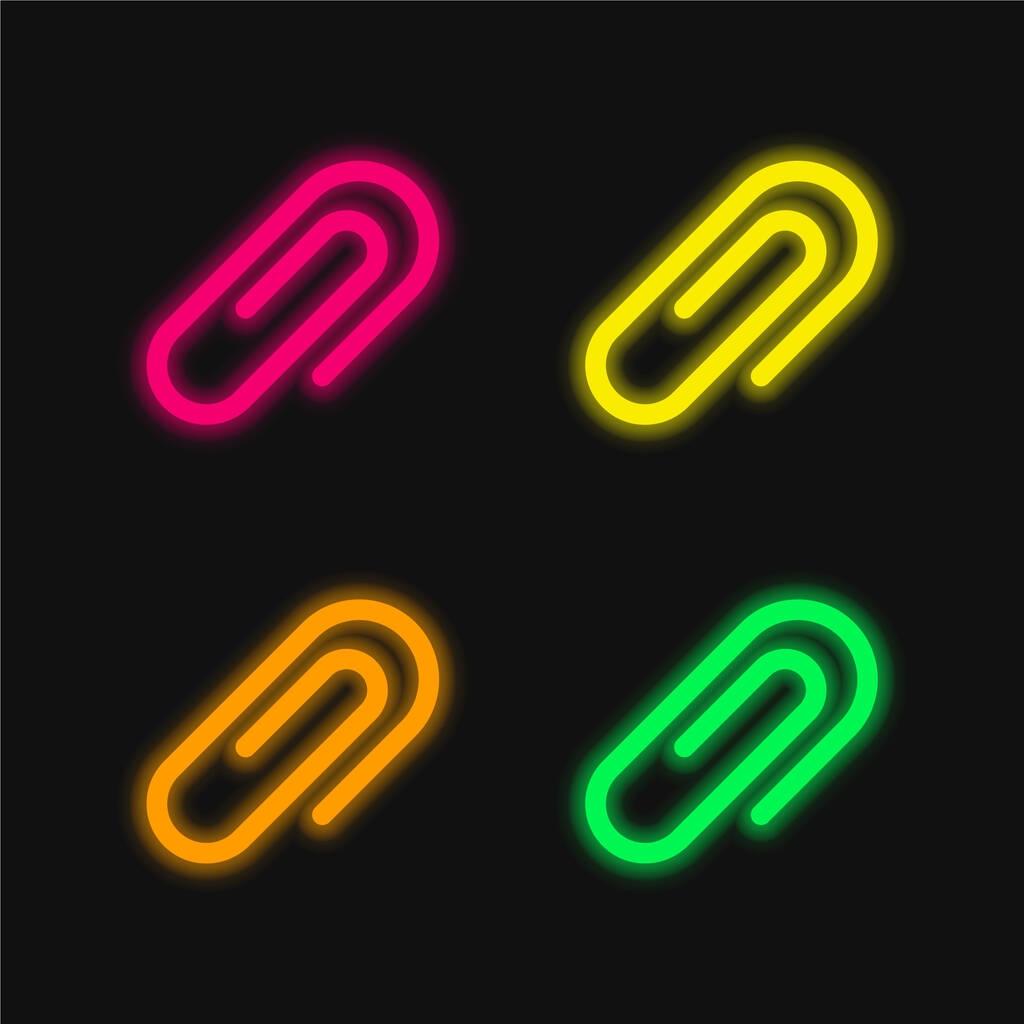 Anexar quatro cor brilhante ícone vetor de néon - Vetor, Imagem