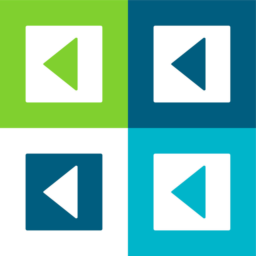 バック三角形の左矢印の正方形の充填ボタンフラット4色の最小アイコンセット - ベクター画像